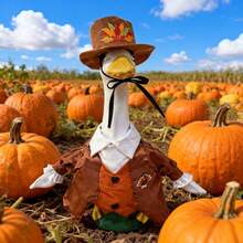 Porch Goose Thanksgiving Outfits 23inches Goose Turkey Suit Costume And Top Hat 2Pcs Set Garden Decor - Reddish Brown - View 5