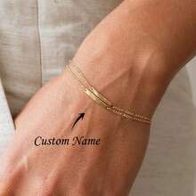 Personalized Elegant Long Name Bracelet, Customized Engraved Bar Bracelet - Custom Initial Bracelet - Personalized Jewelry Gift For Mom, Engraved Gift - Multicolor - View 3