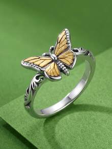 ZHIXUN 1pc Vintage Butterfly Ring Perfect For New Year,Valentine's Day,Mother's Day,Parties, And Birthdays.This Accessory Is A Great Choice For Holiday Gifts - Ring - View 1