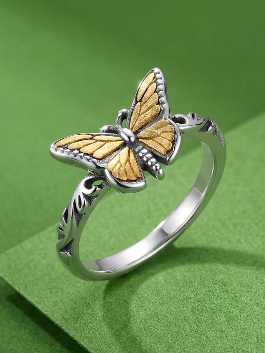 ZHIXUN 1pc Vintage Butterfly Ring Perfect For New Year,Valentine's Day,Mother's Day,Parties, And Birthdays.This Accessory Is A Great Choice For Holiday Gifts - Ring - View 1