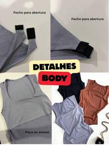 Kit 3 Women's Bodysuits Bory Thick Strap Closed Back Chic Basic Work Day Night Party Barbecue Christmas Gift Birthday - NAVY BLUE/BABY BLUE/WHITE - View 3