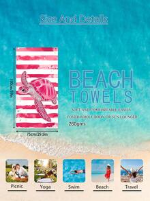 1 pezzo Asciugamano da spiaggia per bambini con tartaruga marina rosa e righe rosa/bianche, super morbido in microfibra extra large, altamente assorbente, adatto per viaggi, piscina, immersioni, surf, yoga, campeggio, disponibile in più misure, accessori da spiaggia - Multicolore - Visualizzare 15