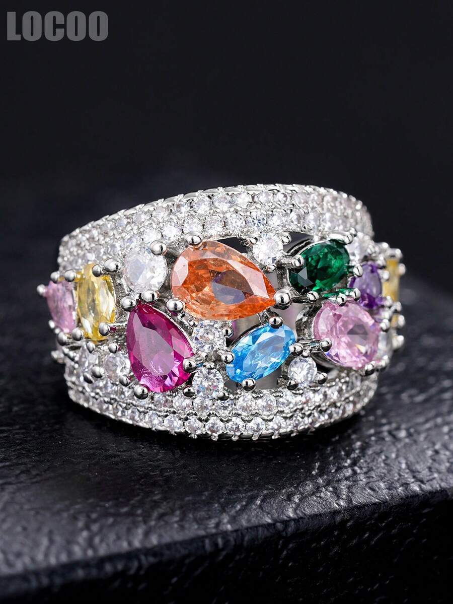 1 chiếc nhẫn đá Cubic Zirconia sang trọng, phù hợp cho nữ, lý tưởng cho đám cưới, lễ đính hôn, tiệc kỷ niệm, quà tặng ngày Valentine. - 1 # - Xem 1
