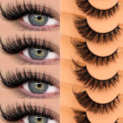 7 คู่ของขนตาปลอมสไตล์ Cat-Eye แบบรัสเซีย, นุ่มและฟู, หนาและงอน, เหมาะสำหรับ DIY ใช้ซ้ำที่บ้าน ขนตาปลอม Cat-Eye Fox 3D สามมิติสุดหรู - หนาและฟู, น้ำหนักเบาและสบาย, เหมาะสำหรับผู้เริ่มต้น | สไตล์ที่ใช้ซ้ำได้หลายแบบ, ของตกแต่งคริสต์มาส, ของขวัญคริสต์มาส