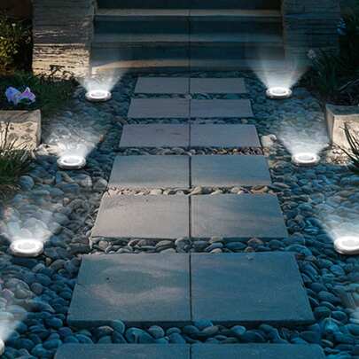 64LED/8pcs New Solar-Powered Wireless Underground Soundwave Technology Mini Ground Lights, With A Wider New Illumination Range, Mini And Portable, Reusable In Multiple Locations, Solar-Powered Automatic On/Off Small Buried Ground Lights