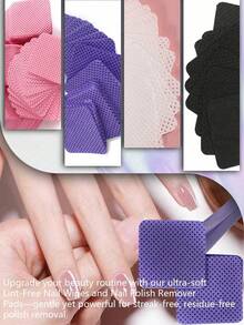 200-1000pcs Non-Woven Lint-Free Heart-Shaped Makeup Remover Pads, Dual Use For Makeup Removal And Nail Polish, Gentle Soft Disposable Gel Nail Cleaning Cloth, Waterless Manicure Daily Care Beauty Accessory - Multicolor - View 5