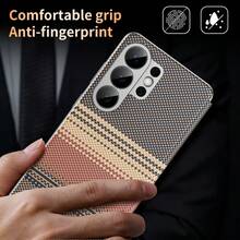 高级奢华凯夫拉纹理PU皮革翻盖保护套，智能视窗和卡槽设计，全方位防摔保护，兼容三星Galaxy S26 Ultra、S25 Ultra、S24 Ultra、S23 Ultra - 橘色 - 查看 7