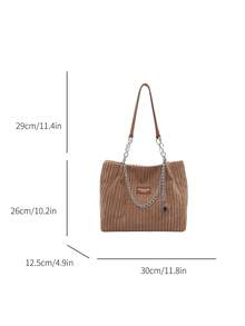 Large Capacity Handbag For Women, Fashion Minimalist Versatile Commuter Chain Shoulder Tote Bag - Brown - View 2