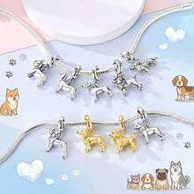 Mặt dây chuyền hình chó cưng, hạt charm hình chó Poodle dành cho nữ, phụ kiện vòng tay, dây chuyền tự làm, quà tặng trang sức cao cấp. - Vàng hoặc bạc - Xem 3