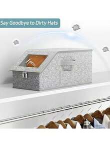 Space-Saving Hat Storage Box With Large Window And Reinforced Side Handles, Transparent Front Panel For Easy Access, Foldable Storage Box Suitable For Hat Collectors And Students, Dust-Proof Multi-Purpose Storage Bag Can Be Placed On Bedside Table, Wardrobe Bottom, And Shelves, Applicable For Bedroom, Bathroom And Household Essentials - Multicolor - View 13