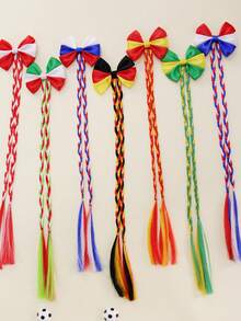 1pc High-Quality National Flag Color Braid Hair Clip, Cute & Cool Braided Hairpin For Fans, Party, Team Cheering Performance Decoration - Multicolor - View 1