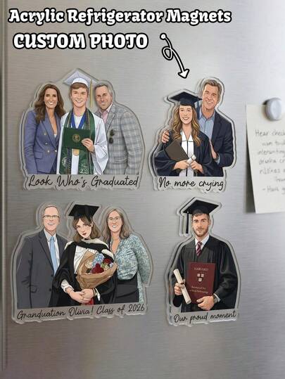 Personalized Graduation Photo Magnets, Customized Photo Magnets, Fun Acrylic Fridge Decor, Graduation Gifts, Customized Graduation Party Favors, 2026 Graduation Souvenirs