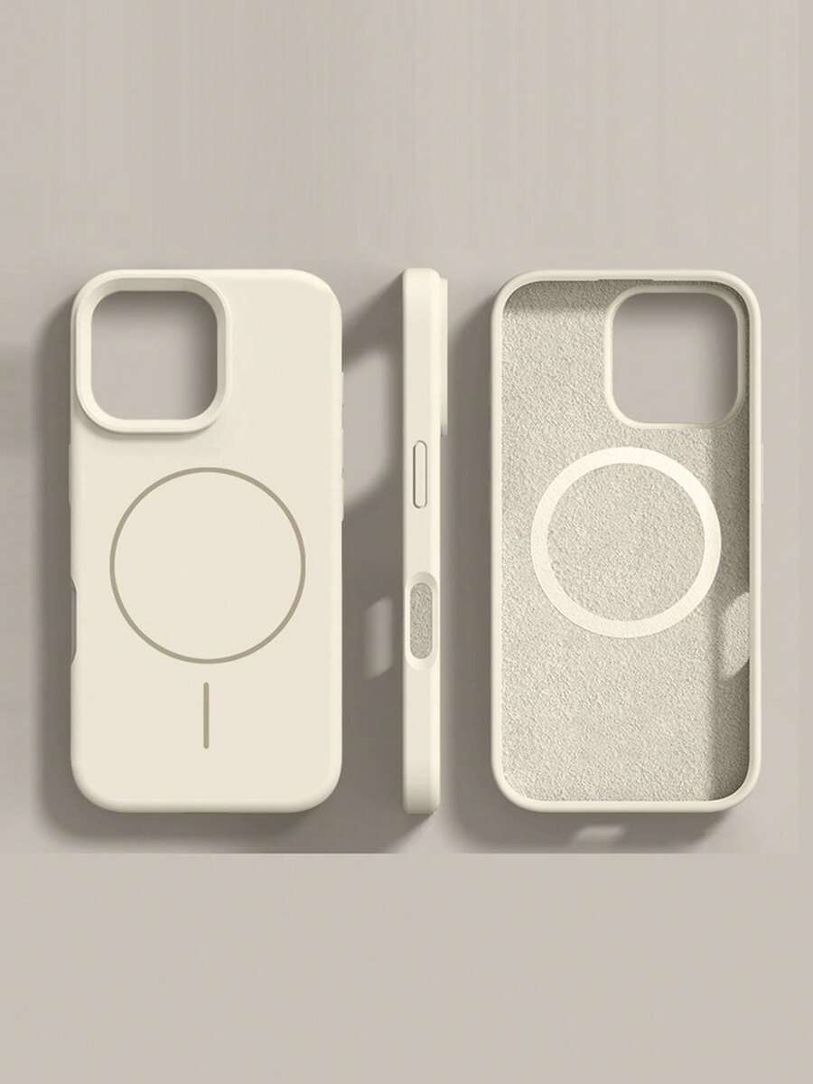 Liquid Silicone Magnetic Phone Case For IPhone 17 Pro Max/16/15/14/13/12 - Antique White - View 1
