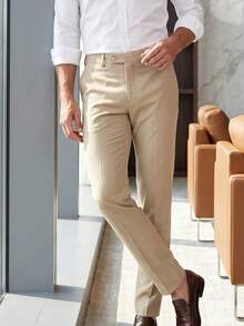 Pants For Men Plain Suit Pants For Men, Men Clothes Suitable For Commuting, Leisure And Business Travel - Champagne - View 4