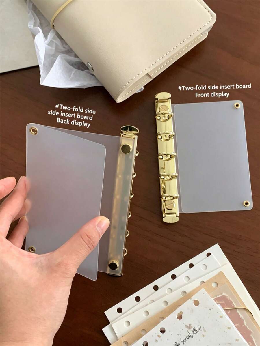 A6/A7/M5 2-Ring Expandable Binder Insert, Refillable Notebook Expander, Side-Insert Ring Binder, Suitable For Planner Journals, Increase Page Capacity, Gold/Silver, Suitable For Students, Teachers, Office Workers, Scrapbook Enthusiasts, Document Storage, Portable Document Storage, Classroom, Subway Use - Single Piece - View 1