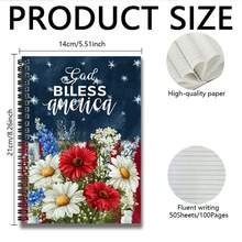 100-Page Patriotic Floral Pattern Spiral Notebook With "God Bless America" Text, High-Capacity For Work, Study, And Daily Planning, Suitable As Graduation Or Birthday Gift, Great For Journaling And Notes - T - View 2