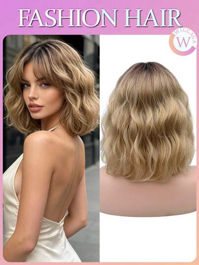 WIGGAGA 春夏系列女士度假套装，情人节夏季服饰，12英寸合成发饰，女士夹式假发