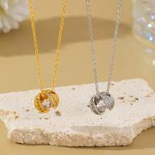 1件时尚休闲铜锆石漂浮星球造型简约百搭颈链，适合日常佩戴，亦可作为礼物 - 星球 - 查看 1