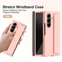 适用于三星 Galaxy ZFold2 ZFOLD3 ZFOLD4 ZFOLD5 ZFOLD6 ZFOLD7 手机壳，带可伸缩腕带，简约优雅男女通用手机保护套 - 粉色 - 查看 4