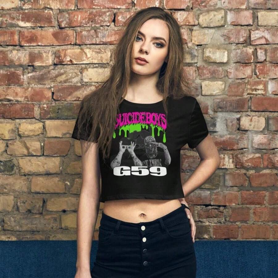 G59 Tour Cropped Tee • Crop Top • Edgy Rap Merch • Streetwear Concert Shirt - Black - View 1