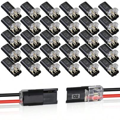 40pcs/20pcs Quick Connect Wire Connector, Copper Contact, No Stripping Needed, For 18-22 AWG Wires, Multipurpose For Lighting, Automotive & Household Wiring Use