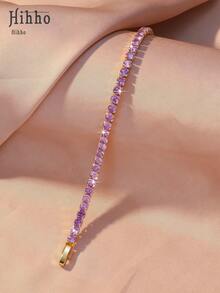 Hihho 1pc Luxury Rhinestone Colorful Gemstone Bracelet For Women, Multi-Color Options, Sparkling Elegant Accessory For Daily Wear, Party, Fashion Outfit - Bracelet - View 6