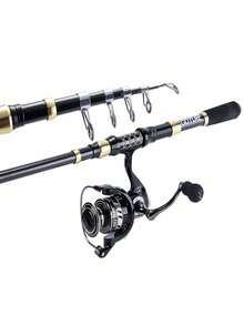 Carbon Fiber Double Lock Telescopic Fishing Rod | Portable Travel Style, EVA Anti Slip Handle+Stainless Steel Guide Ring Lightweight - Black - View 4