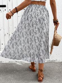 Chiffon Skirt Beach Vacation Long Skirt Summer Outfits For Women - Black and White - View 7