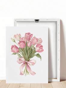 1pc Tulip Floral Poster, Tulip Art Striped Print Bouquet Print, Tulip Gift For Floral Enthusiasts, Pink Tulip Wall Art, Soft Pink Bouquet, Ideal Gift For Friends, Bedroom Art Print, Living Room Decor, Office Decor, Kitchen Decor, Bathroom Decor, Wall Art, Framed Canvas Wall Art Poster - 1PCS - View 18