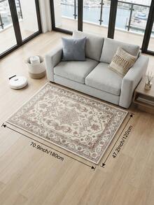 1pc Khaki Floral Style Large Living Room Carpet, Leaf Pattern Print, Fresh Spring/Summer Design, Soft & Comfortable Texture, Easy Care, Non-Slip Bottom, Suitable For Living Room, Bedroom, Kitchen, Dining Room, Entryway, Office And Other Home Decor - Khaki - View 16