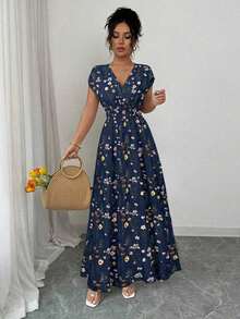 Women's Ditsy Floral Sleeveless Waisted Maxi Dress - Nhiều màu 2 - Xem 2