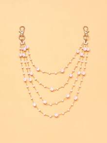 1 chiếc dây chuyền ngọc trai nhiều lớp, kiểu dáng thời trang Âu Mỹ, thích hợp cho váy dạ hội, phụ kiện nội y, phụ kiện cưới cổ điển. - Vàng - Xem 2