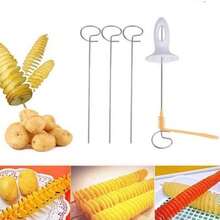 6-Piece Set Manual Tornado Potato Spiral Cutter, Vegetable Spiral Slicer, Flower-Patterned Knife Kitchen Tool, Perfect For Cucumbers, Radishes, And Spiral-Shaped Vegetables. - Multicolor - View 7