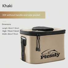 1pc Portable EVA Fishing Bag, Collapsible Fishing Bucket, Live Fish Box, Camping Water Container, Fishing Tackle Storage Bag, Multi-Functional Folding Fish Bucket Without Pump - Khaki - View 13