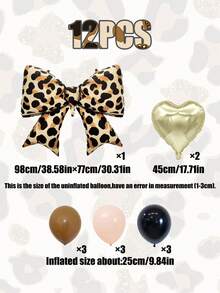 12 Stück Schleifen-Themen Ballon Set, große Leoparden-Muster Schleifen Ballons 18 Zoll, hellgoldfarbene Herz Ballons, geeignet für Geburtstagsfeiern, Junggesellinnenabschiede, Jahrestage, Braut Dekoration - Anzug mit Leopardenmuster - Übersicht 5