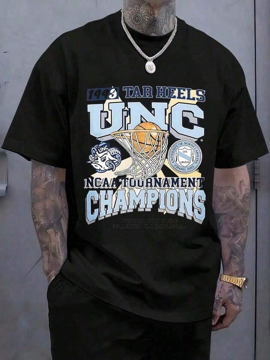 Camisetas Para HombreMen's Print T-Shirt - 1993 Tar Heels Unc Tournament Champions University Of North Carolina Casual Round Neck Short Sleeve Tee For Urban Streetwear, All-Season Comfort Fit
-Black-Unisex Loose - Fit Comfortable Vintage Street - Style Cotton T - Shirt TopCasual Short-Sleeve T-Shirts For Men And Womencotton T-Shirt - màu đen - Xem 1