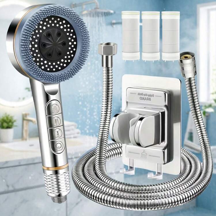 Premium Piano Key Filtered Shower System - 4-Function High Pressure Handheld Showerhead With Soft Water Filter Cartridge - Easy Installation, Bathroom Upgrade, Suitable For Soft Water And Skin Care - Shower Set - View 2
