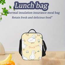 1pc White Duck Pattern, Portable Reusable Cooler Bag, Cooler Bag, Insulated Lunch Bag, Essential For Camping Picnic Beach, Suitable For Home, Restaurant, Office, Construction Site And Outdoor, Birthday Gift, Gift For Friends, Family, Personalized Gift, 10.5X8X4.5In - 10.5x8x4.5in - View 4