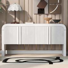MERAX 62.2-Inch Wave-Pattern Console Table With 4 Doors And Adjustable Shelf,Curved Design Sofa Table Behind Couch,Rustic Narrow Entryway Table For Living Room, Foyer And Hallway, White - trắng - Xem 2