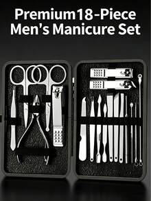 30 piezas Juego de Manicura y Pedicura, Herramientas de Cuidado de Uñas de Acero Inoxidable Profesionales, Juego de Regalo de Lujo para Hombres - Multicolor - Ver 15