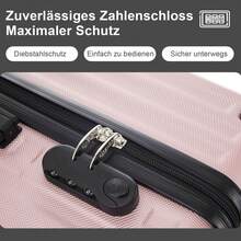YONSLY Large Suitcase 28/24/20/16 Inches With 4 Wheels 360° Combination Lock Mesh Pocket Soft Rubber Handle Hard Shell Trolley Lightweight Suitcase - 玫瑰金 - 查看 2