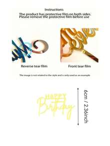 3pcs New Acrylic Happy Birthday Cake Side Decoration Cake Decorating Plug-In-Perfect For Decorating Your Party Cake And Dessert Table! Spring Gifts - StyleE - View 10