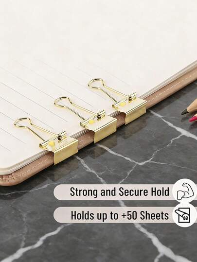 1 Set Luxury Gold Metal Long Tail Clips, High-End Binder Clips For Office & Home, File, Bill, Photo Organization, Powerful Stationery Desktop Storage