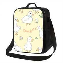1pc White Duck Pattern, Portable Reusable Cooler Bag, Cooler Bag, Insulated Lunch Bag, Essential For Camping Picnic Beach, Suitable For Home, Restaurant, Office, Construction Site And Outdoor, Birthday Gift, Gift For Friends, Family, Personalized Gift, 10.5X8X4.5In - 10.5x8x4.5in - View 3