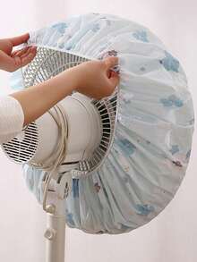 1pc Durable PEVA Plastic Fan Dust Cover, Fits All Fans, Easy To Clean Design For All Seasons, Home & Office Use, Lotus Edge Style, Minimalist Appearance, Sturdy Structure - Full Coverage - View 5