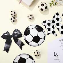 1 set de guirlande de fleurs en papier à thème football, nœud de football, décoration de fête. Décoration d'anniversaire, de match de football, d'événement sportif, de club de football, de repas de fans, de table de fête de football, accessoire photo de fans. - Voir 7