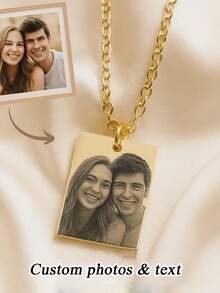 1pc Customized Photo Engraved Stainless Steel Pendant Minimalist Style Jewelry, Customizable Photo And Text, Commemorative Personalized Necklace, Personalized Women's Necklace, Mother's Day Gift, Birthday, Anniversary Gift - Multicolor 3 - View 4