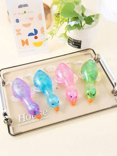 1pc Glitter Crystal Goose/Duck/Penguin/Animal Shaped Soft Slow Rebound Toy Duck, Cute Suitable For All Ages, Ideal For Holidays, Birthday, Easter, Halloween, Christmas Gifts