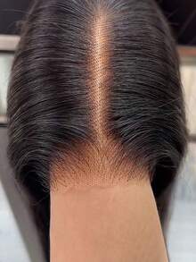 Tóc giả ren phía trước 4x4, mật độ 150%, tóc thẳng nguyên chất, lưới trong suốt, không cần keo dán. - Natural Black - Xem 1