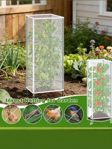 Agricultural Vegetable Anti-Insect Net, Gardening Bird Net Cover, Specially Designed For Square Tomato Cages, Insect And Bird Barrier With Zipper And Drawstring, Ideal For Protecting Plants - Multicolor - View 3